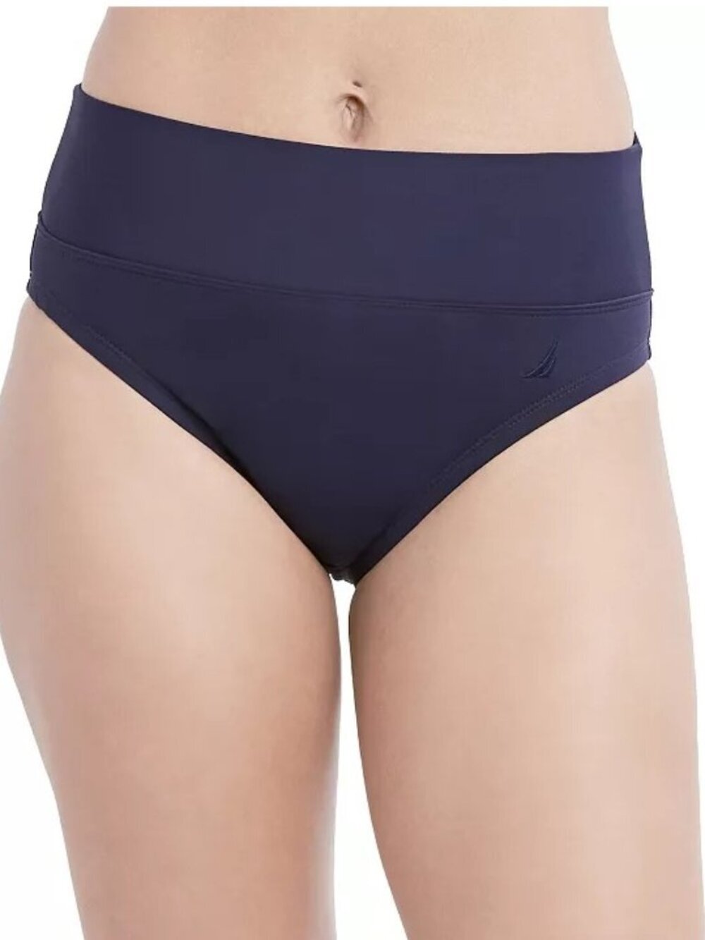 Nautica Navy Blue Foldover Waist Bikini Swim Bottom Size Large